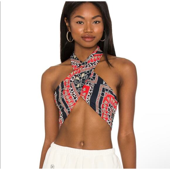 NWT Superdown Alondra Halter Wrap Tank Top - Picture 1 of 5